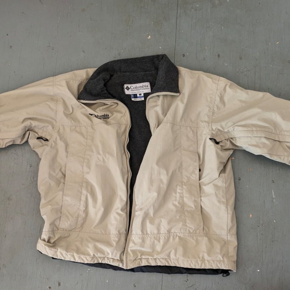 Columbia Fleece Lined Nylon Jacket Tan Men's Large